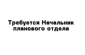 Требуется Начальник планового отдела